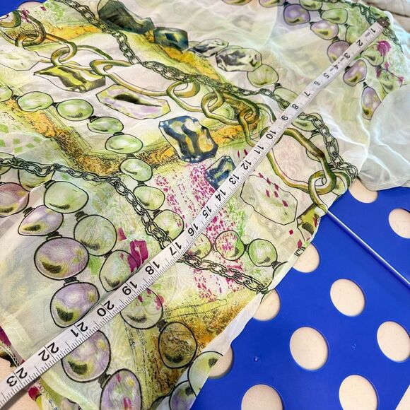 Vintage 90's Y2K Feline silk blend sheer button top green button up collar Small - Picture 13 of 13